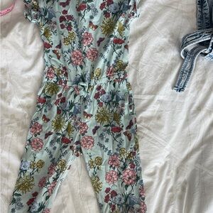 Tea Collection Mint Floral One-Piece Bodysuit with Pink & Yellow Flowers